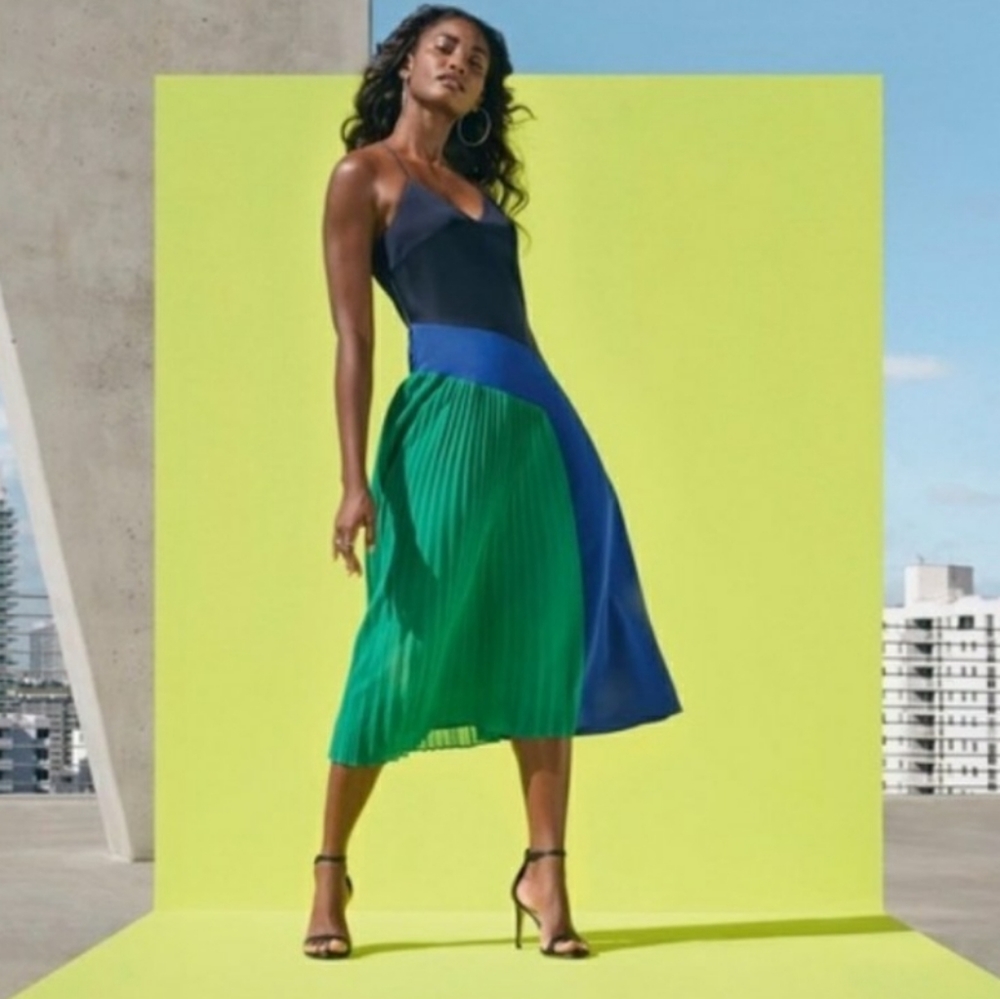 Cushnie Target Pleated Colorblock Dress